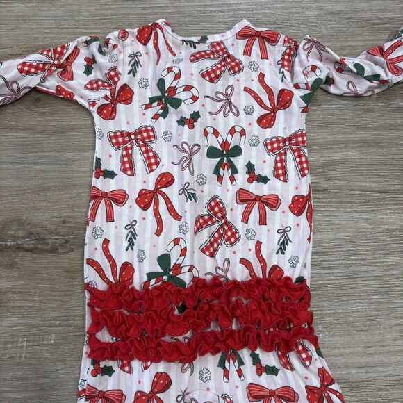 Caden Lane Footie Pajamas Size 6-9 Months Baby Girl Bows Bamboo Christmas - Picture 6 of 6